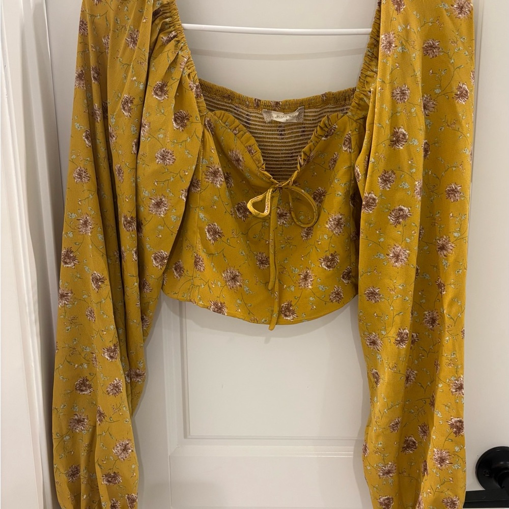 Altar'd State Mustard Floral Blouse Size Medium